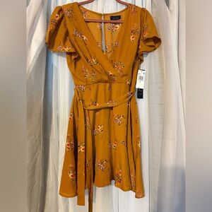 Trixxi Mustard Floral Mini Dress